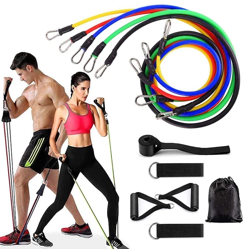 Multi Resistance Bands with handles x 5 (heavy to light)